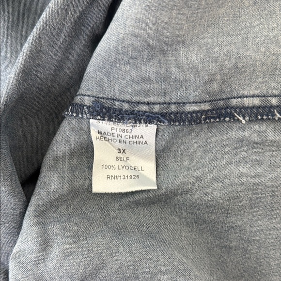 Tiered Denim Blue Women's Skirt with ruffled waistband. Pockets! Size 3X. - Picture 5 of 5